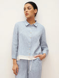 LINTICO 100% Linen Buttoned Closure Color-Blocked Shirt JANICE — main product shot