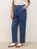 LINTICO 100% Linen Cargo Tapered Trousers with Patch Pockets JESSE — main product shot
