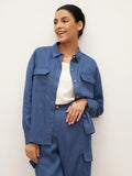 LINTICO 100% Linen Flap-Patch Buttoned Closure Shirt Jacket JANE — main product shot