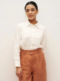 LINTICO 100% Linen Button-Front Shirt with Extended Hem JOVAN — main product shot