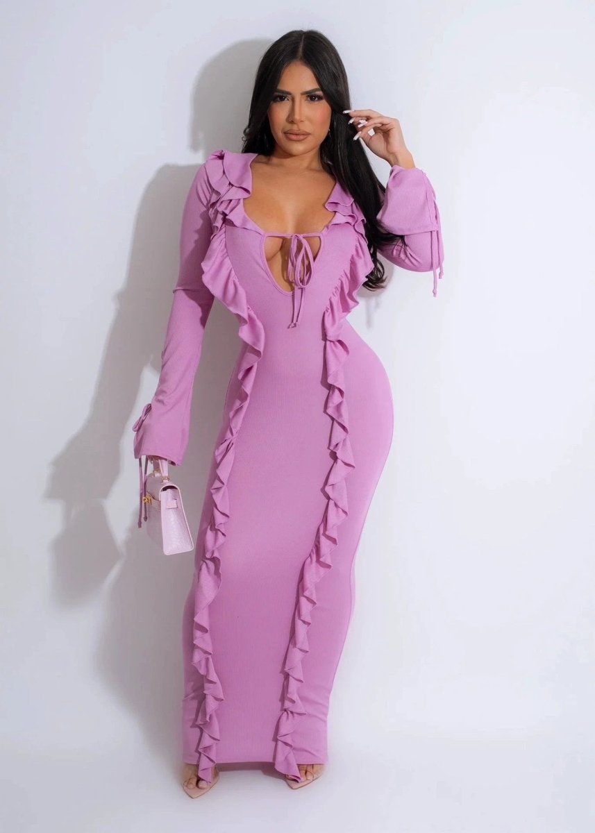 Pure Color Tied Stringy Selvedge Dress