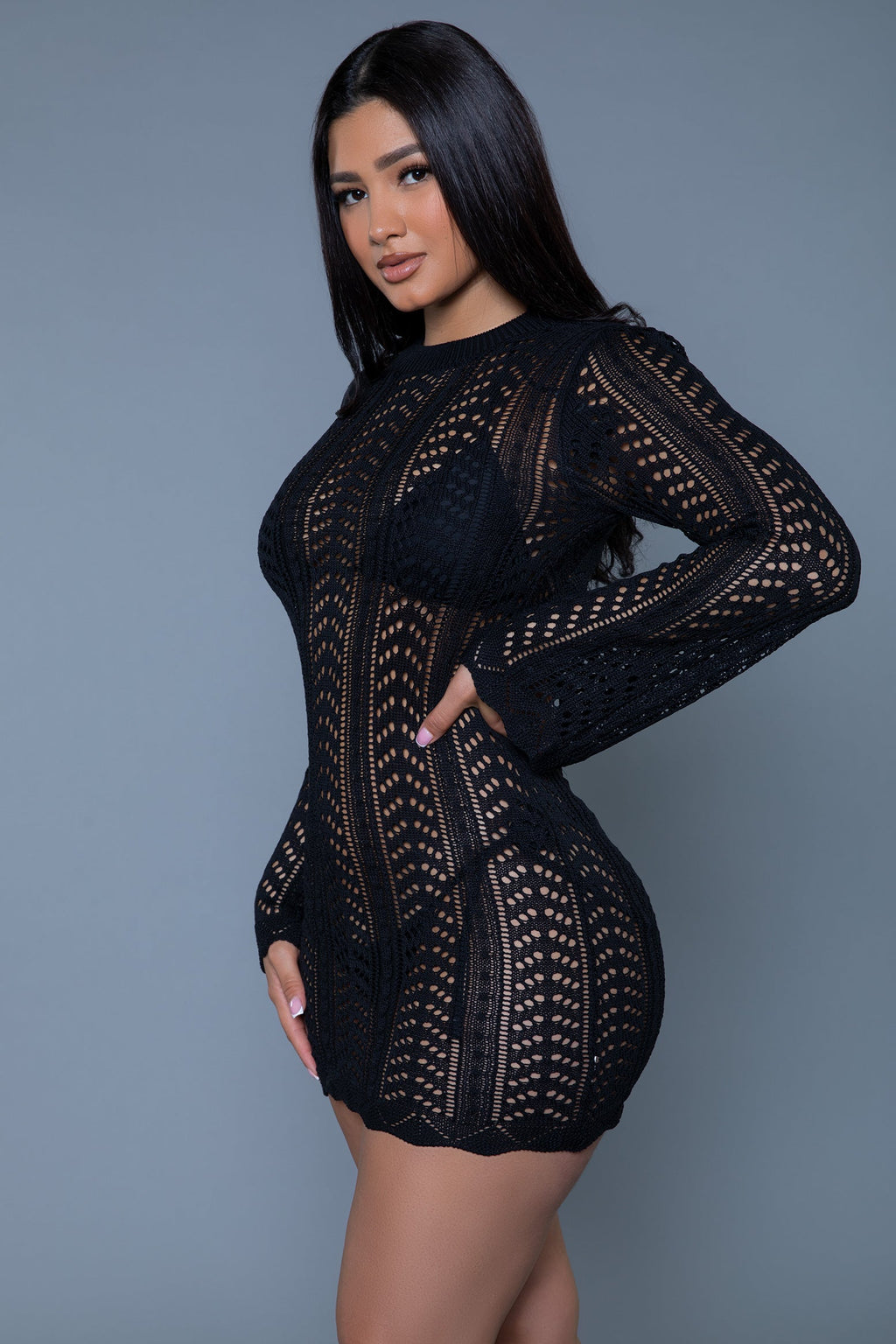 Love Spark Cove | Intimate Apparel, Pleasure Shop & Free Shipping 2409 Kinsley Crochet Mini Dress — side view