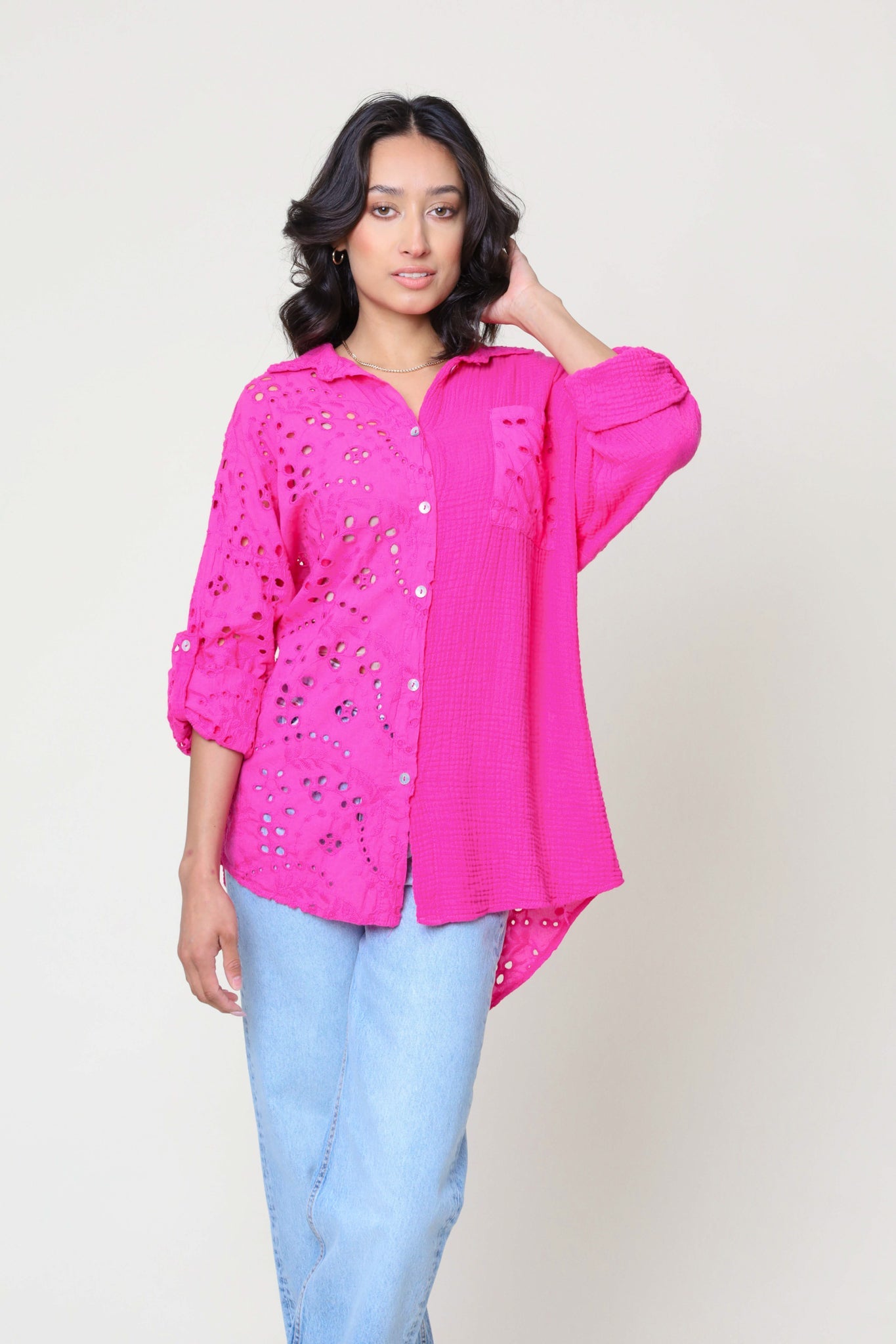 KADOU BOUTIQUE Blossom Eyelet Blouse — main product shot
