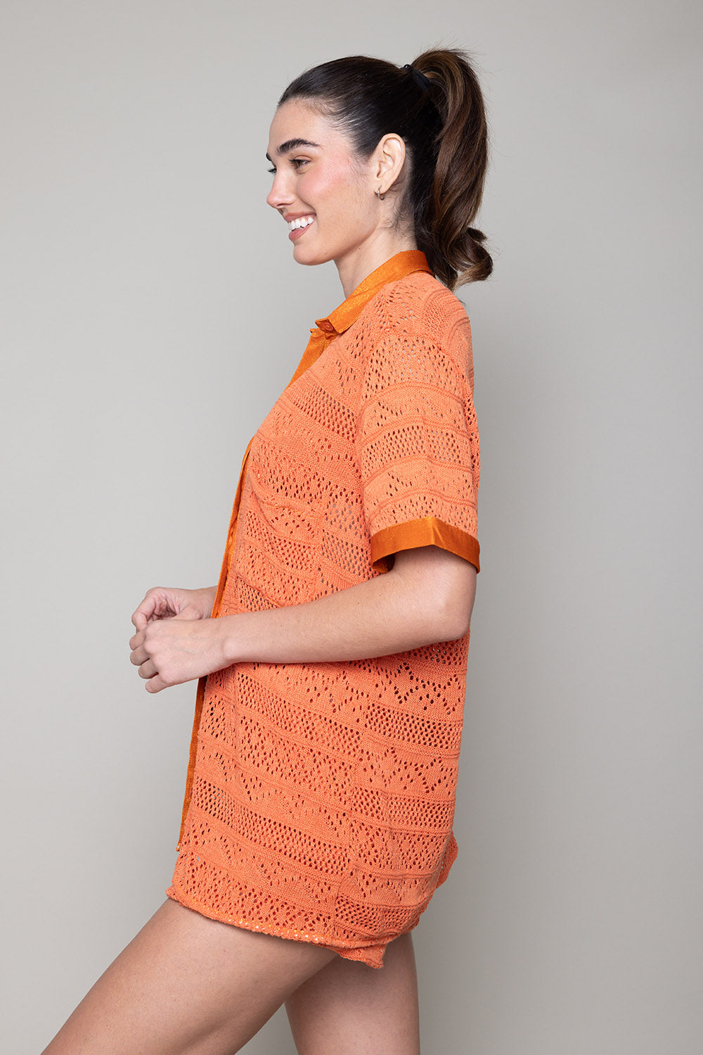LA'AVANA Mojito crochet set-tangerine — side view