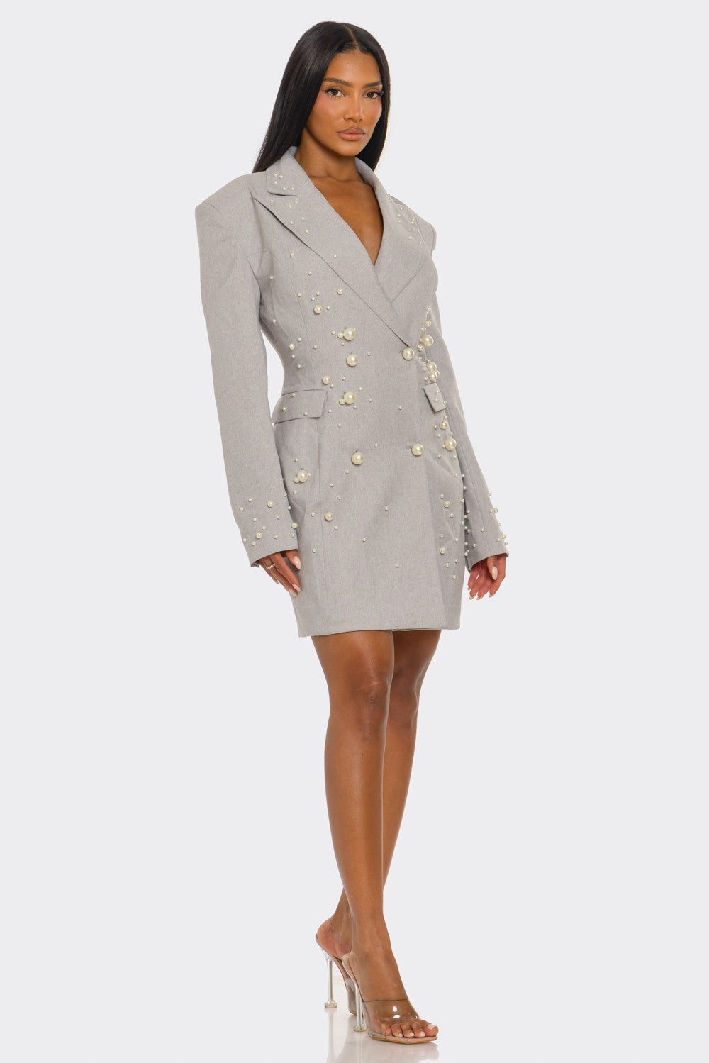 PLUS Monet Pearl Embellished Blazer Dress