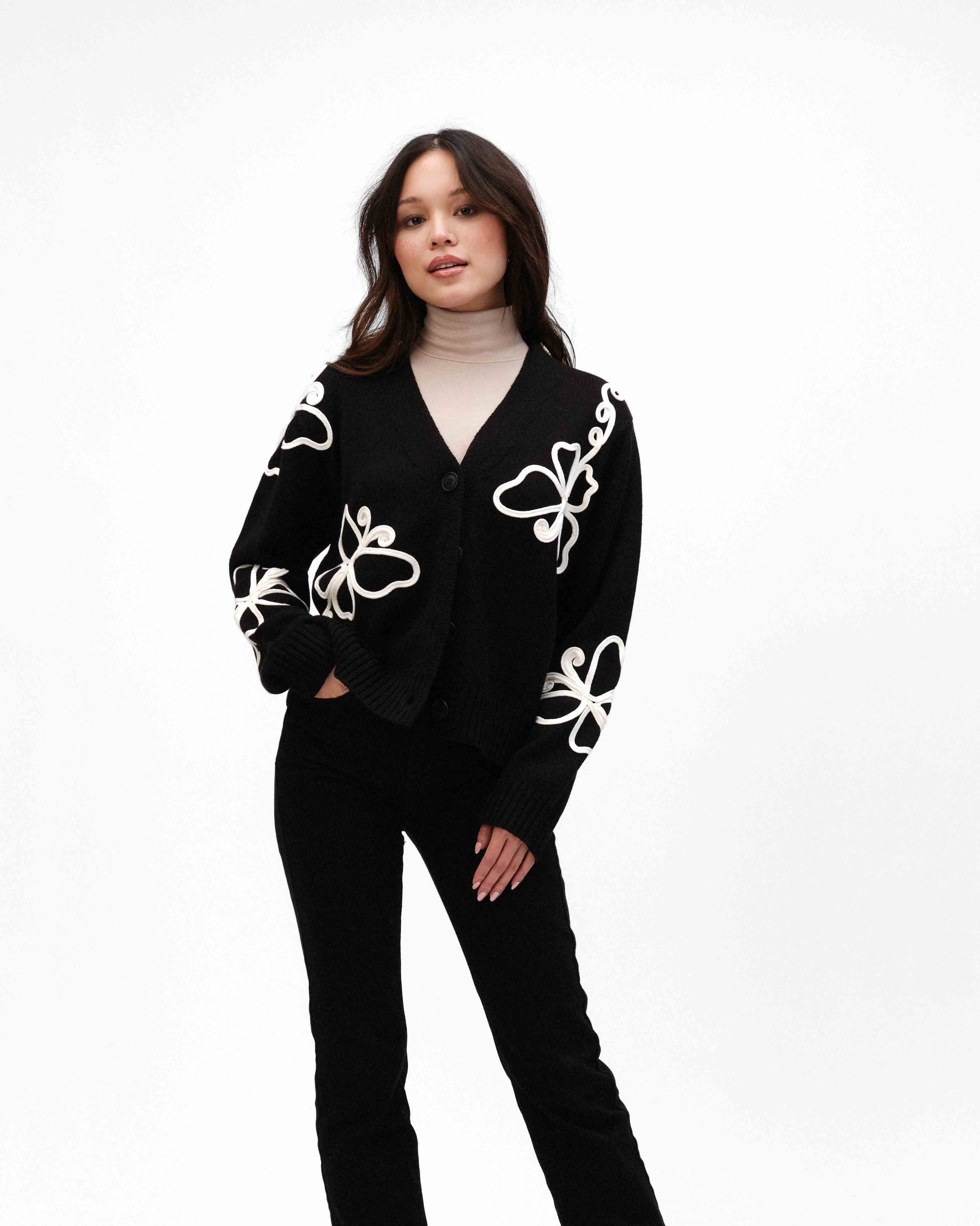 KADOU BOUTIQUE Butterfly Knit Cardigan — main product shot