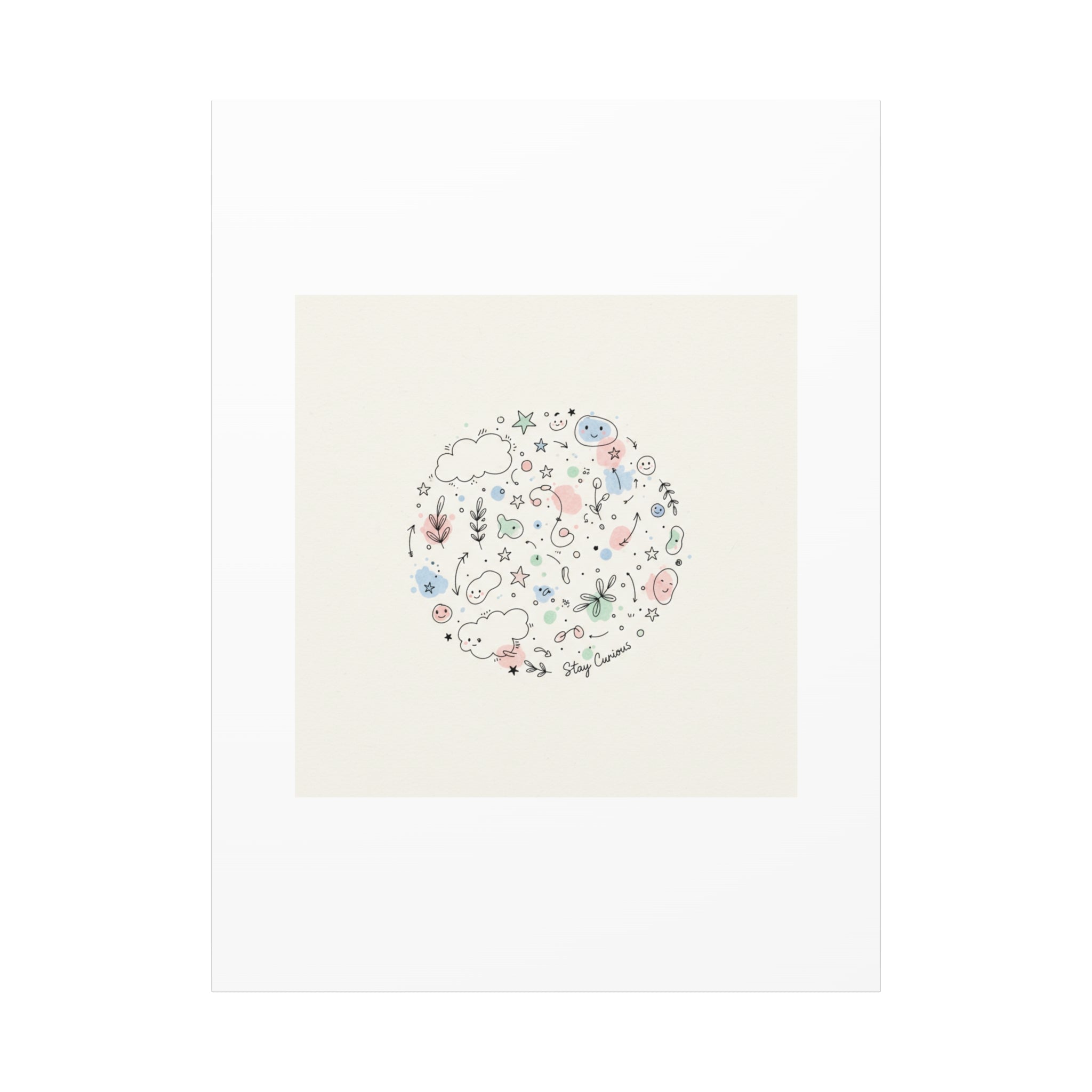 Doodle Circle Line Drawing Matte Canvas, Hand-Drawn Sketch Art