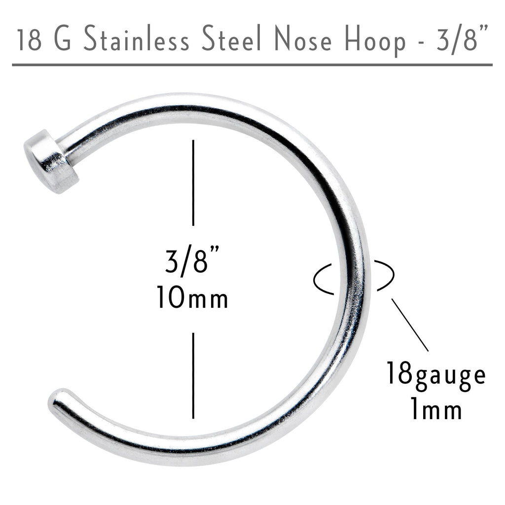 BodyCandy 18G Stainless Steel Nose Hoop - 3/8 — alternative angle