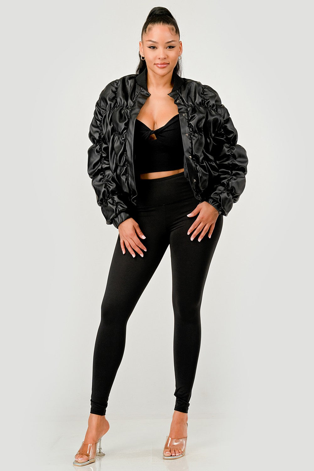 The Noir Ruched Bomber