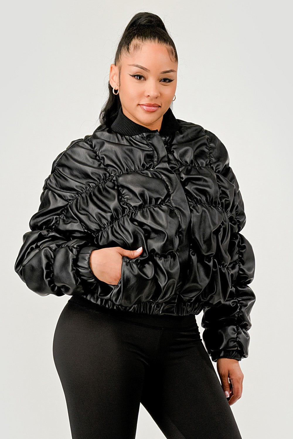 The Noir Ruched Bomber