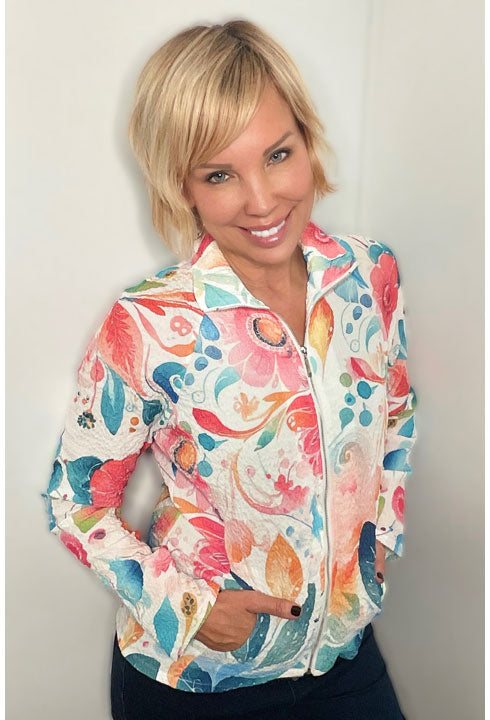 KADOU BOUTIQUE Bubble Print Zip Up Jacket — main product shot