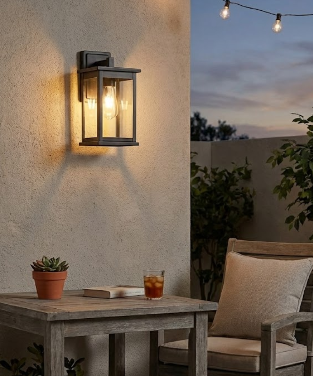 11"H Bowton II Outdoor Wall Light - Dusk to Dawn Matte Black Finish with Glass Shade by Millennium Lighting – LampsUSA, view 