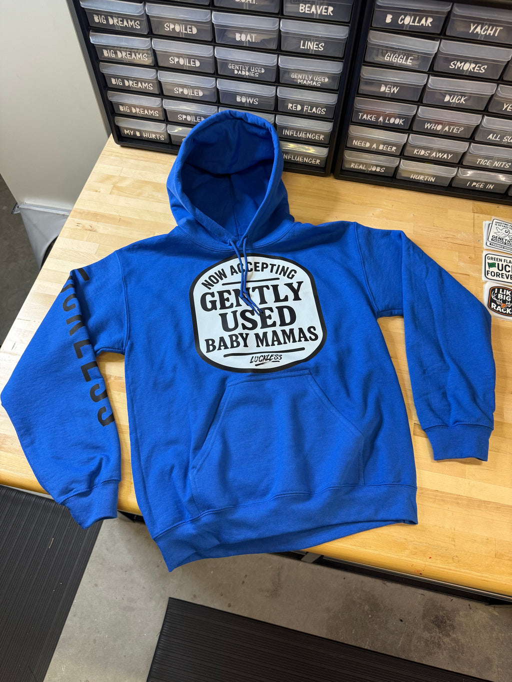 Luckless Outfitters Now Accepting Gently Used Baby Mamas Hoodie — lifestyle context
