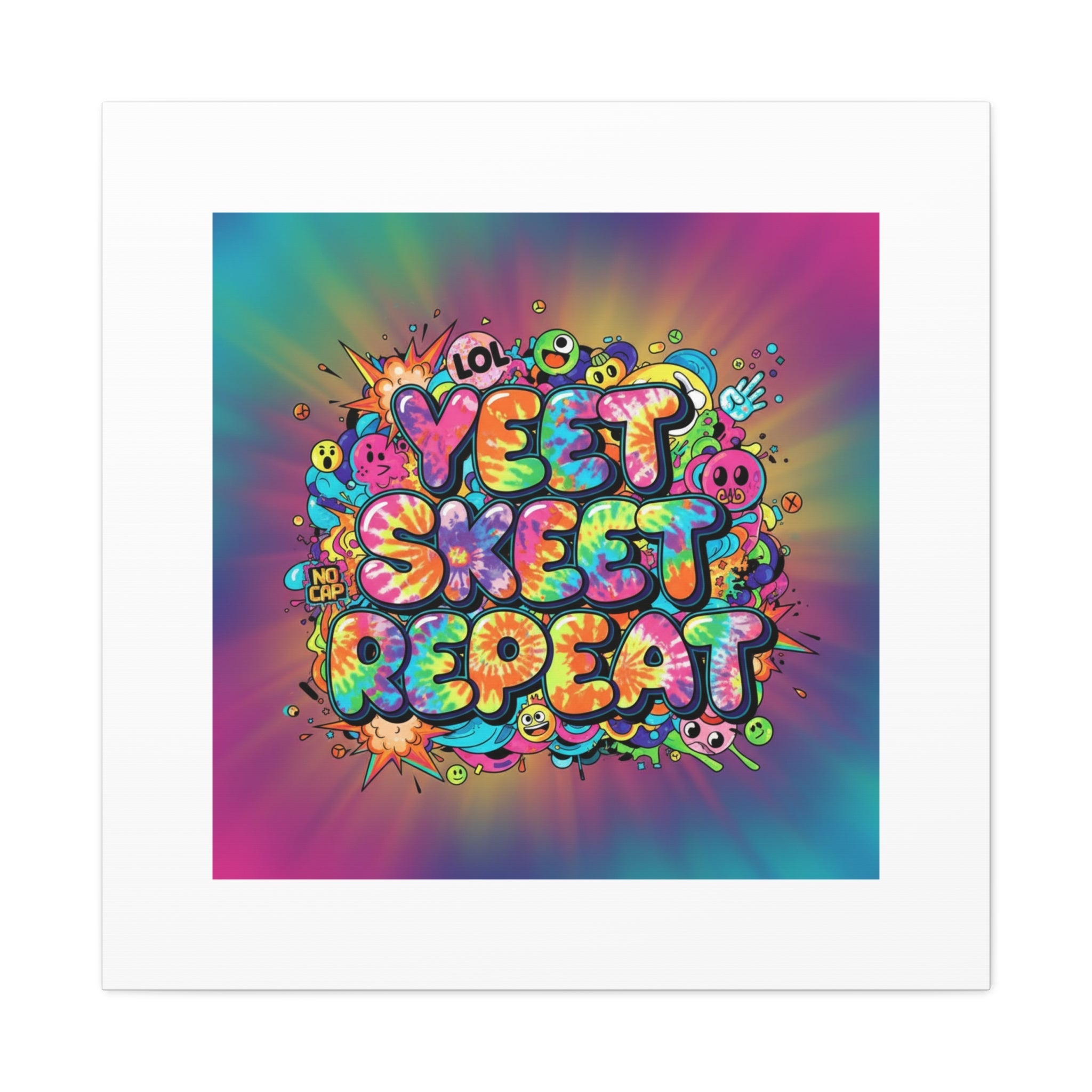 Yeet Skeet Repeat Canvas | Slogan & Glitch Graphic, Meme Phrase Wall Art