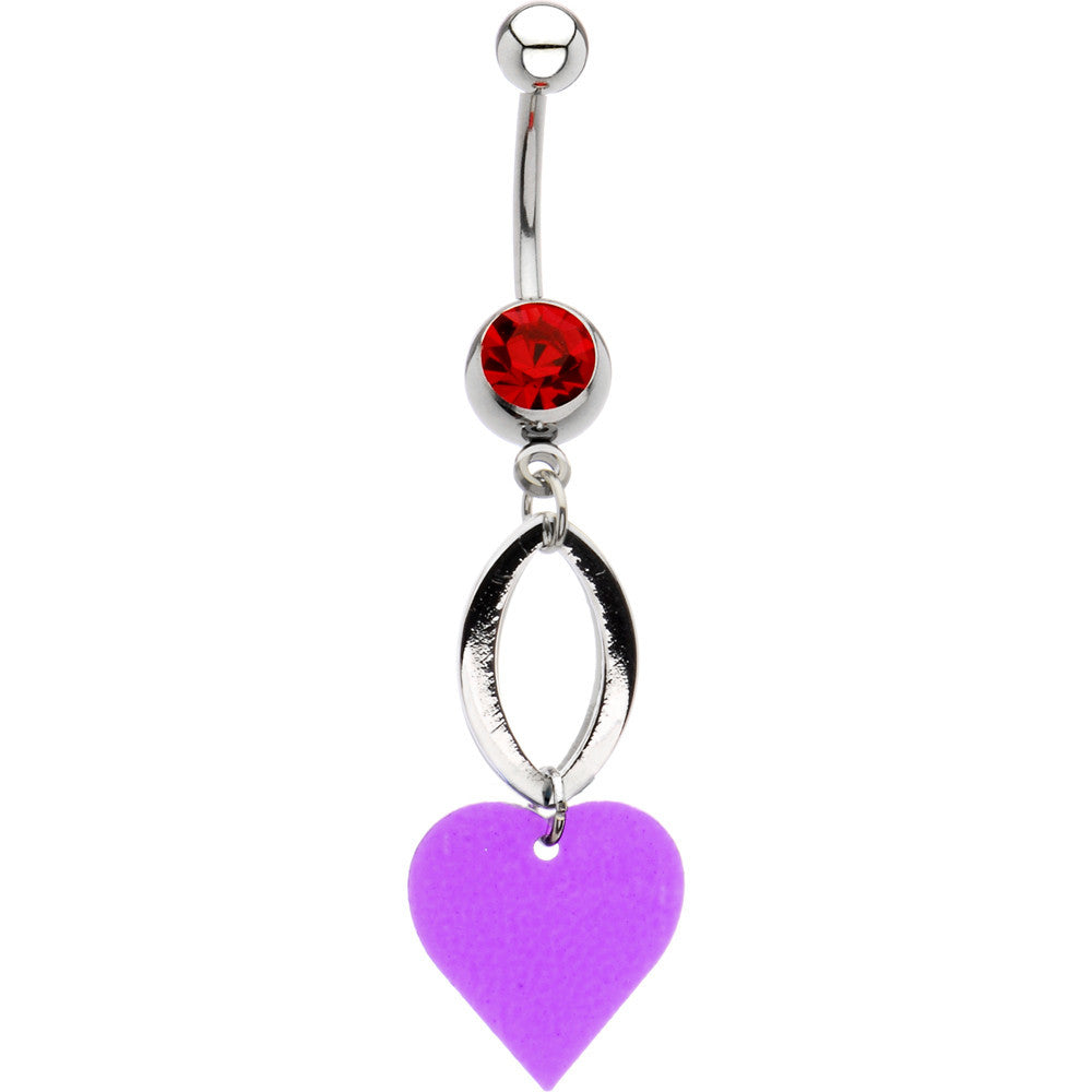 BodyCandy Light Siam Cubic Zirconia Falling Heart Belly Ring — main product shot