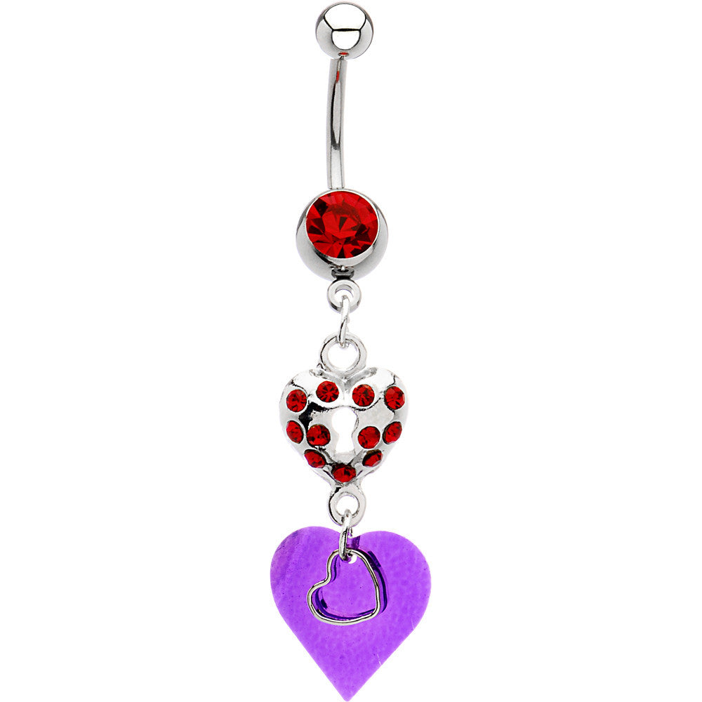 BodyCandy Light Siam Cubic Zirconia Heart Collage Belly Ring — main product shot