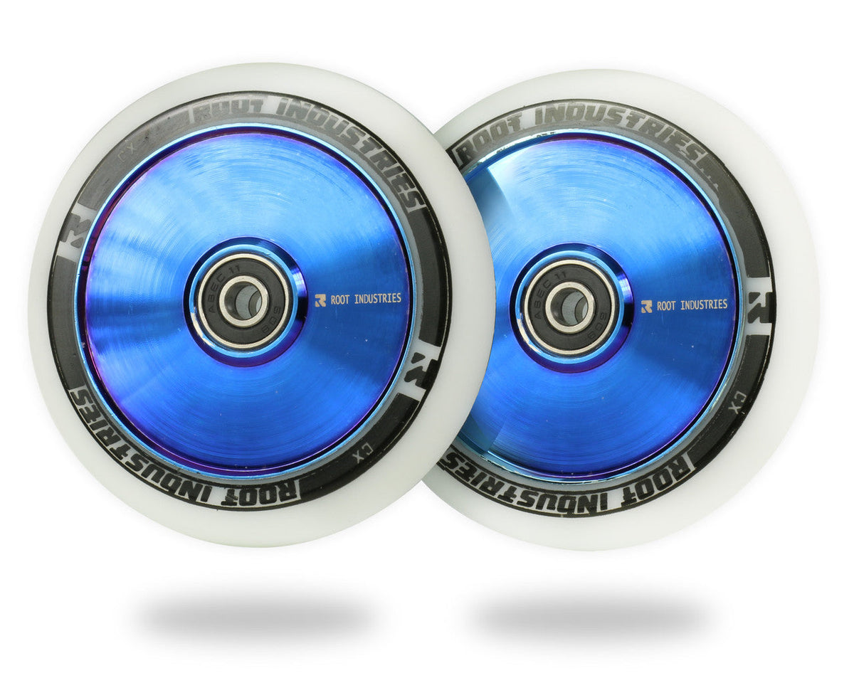 Root Industries AIR Wheels 110mm - White/Blue Ray (Pair) by Skates USA