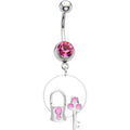 BodyCandy Pink Gem Key to My Heart Belly Ring — main product shot