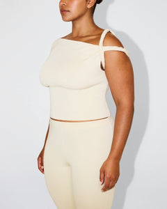 Sueded Stretch Twisted Top | Stone