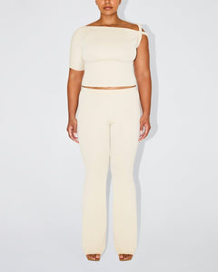 Sueded Stretch Twisted Top | Stone