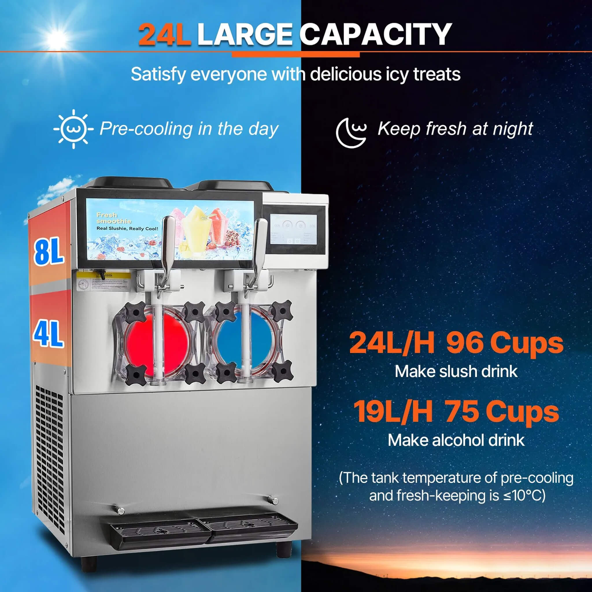 24L Commercial Double Cylinder Stainless Steel Slushy Machine With Touchscreen (SAK64125) – SAKSBY WHOLESALE, view 7