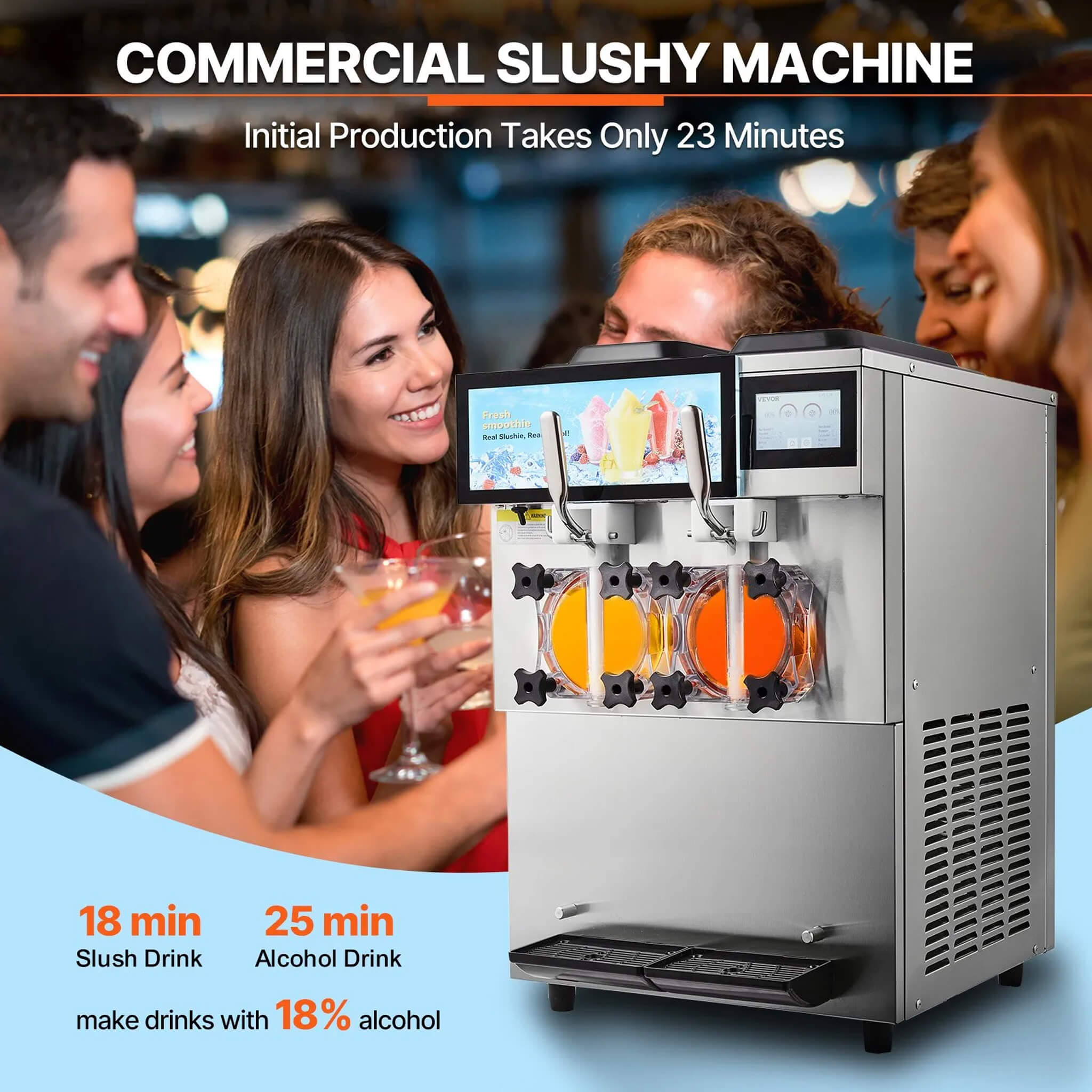 24L Commercial Double Cylinder Stainless Steel Slushy Machine With Touchscreen (SAK64125) – SAKSBY WHOLESALE, view 8