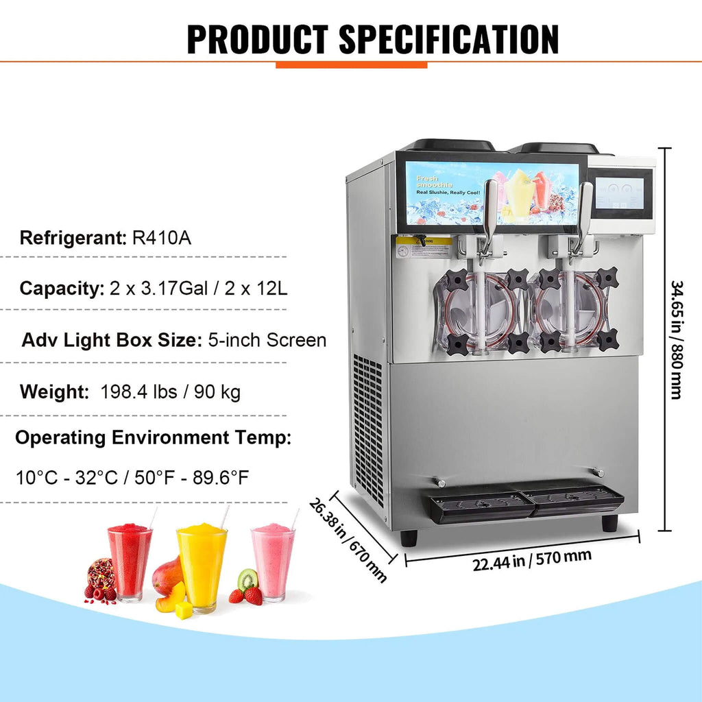 24L Commercial Double Cylinder Stainless Steel Slushy Machine With Touchscreen (SAK64125) – SAKSBY WHOLESALE, view 9