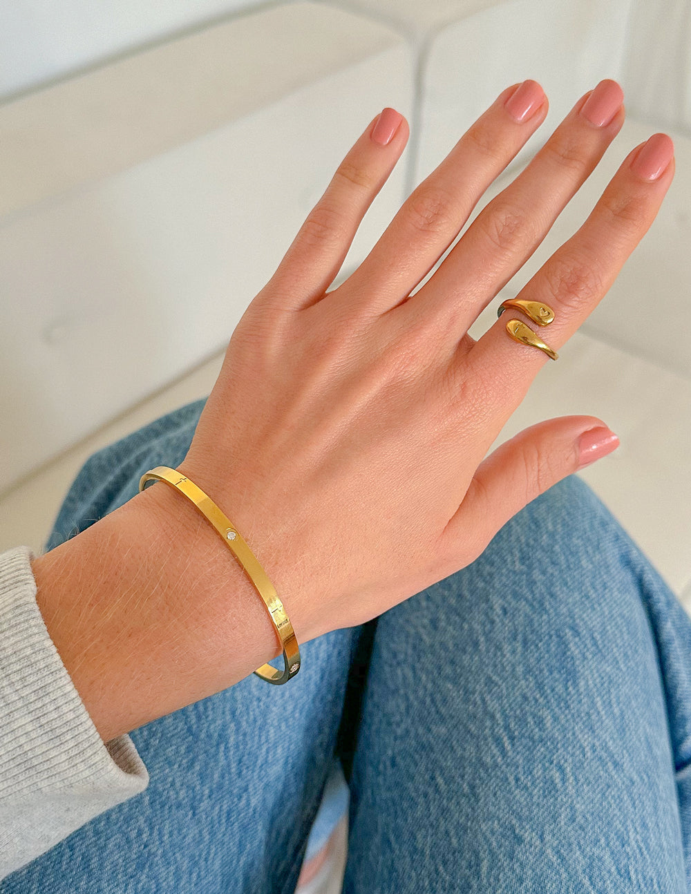 Elevated Faith Cross Equals Love Ring — detail close-up