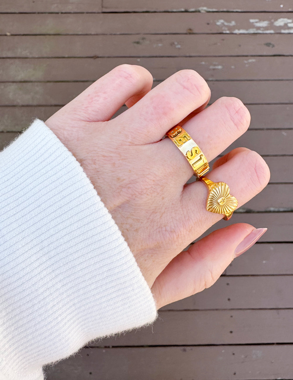 Elevated Faith Floral Signet Ring — back view