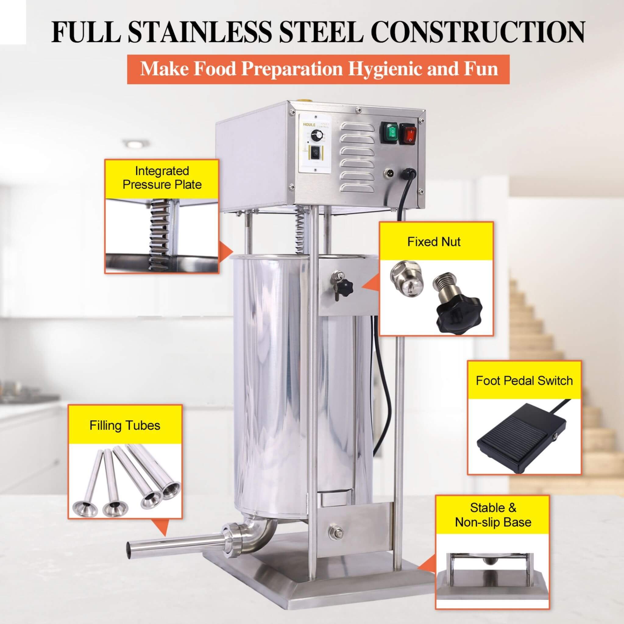 25L Commercial Electric Stainless Steel Sausage Maker Stuffer (SAK29537) – SAKSBY WHOLESALE, view 4