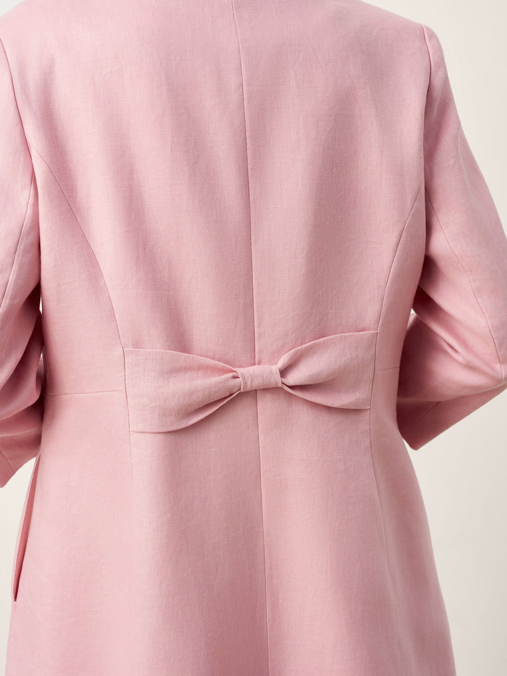 LINTICO 100% Linen Sculpted Waist V-neck Longline Jacket Top AZURA — detail shot 8