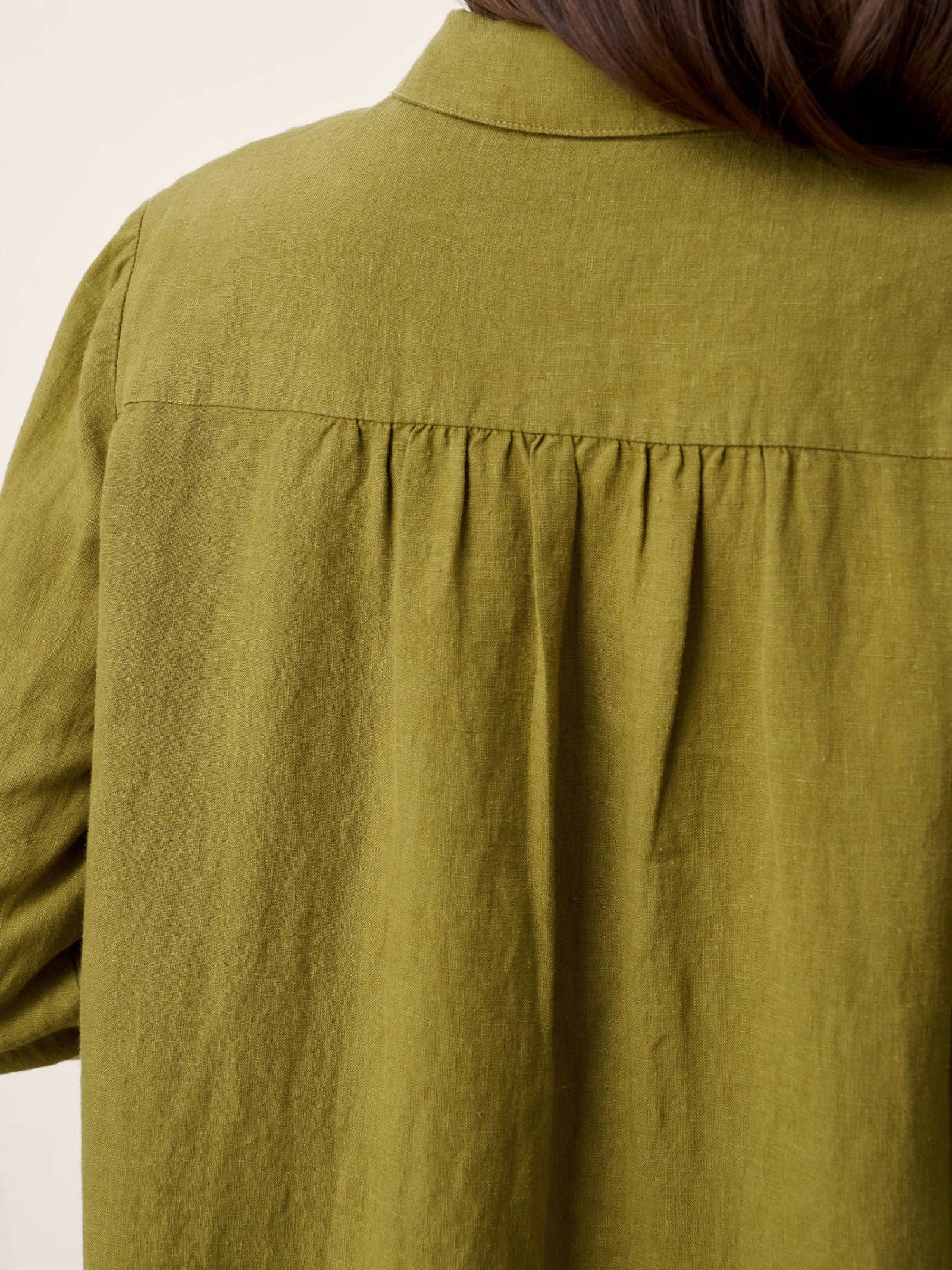 LINTICO 100% Linen Tailored Lapel 3/4 Sleeve Midi Shirt Dress MERCEDES — detail shot 9
