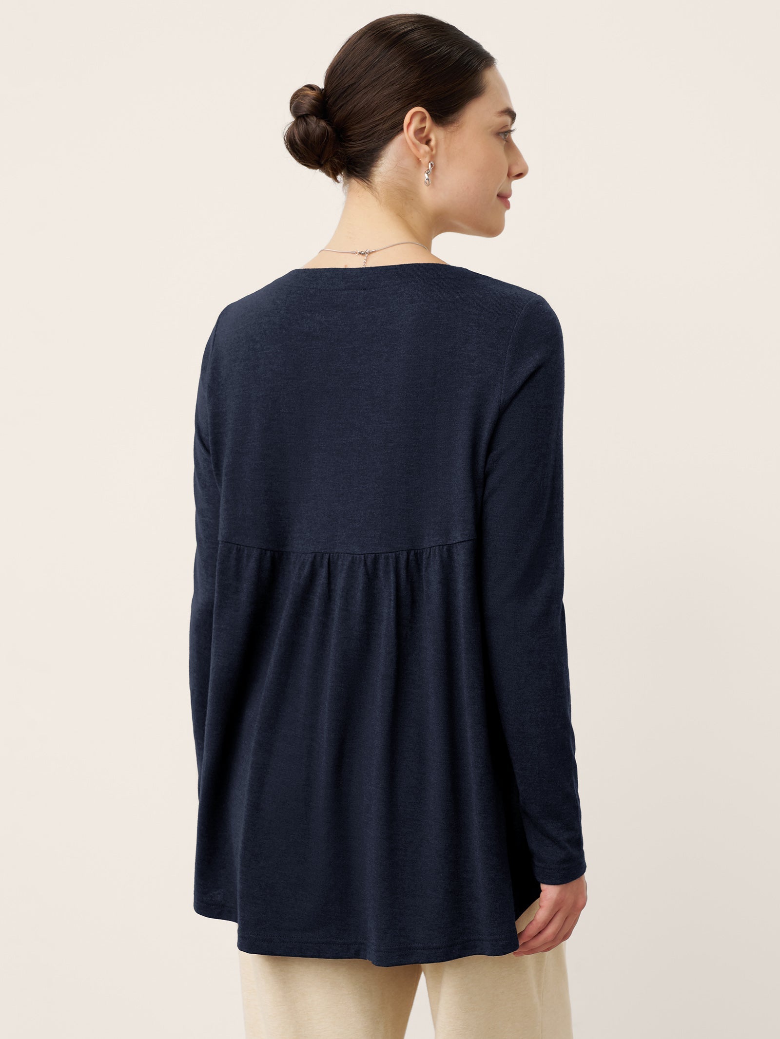 LINTICO LINTICO Wool Panelled Ruched Asymmetric Hem Top KALISTA — detail shot 10