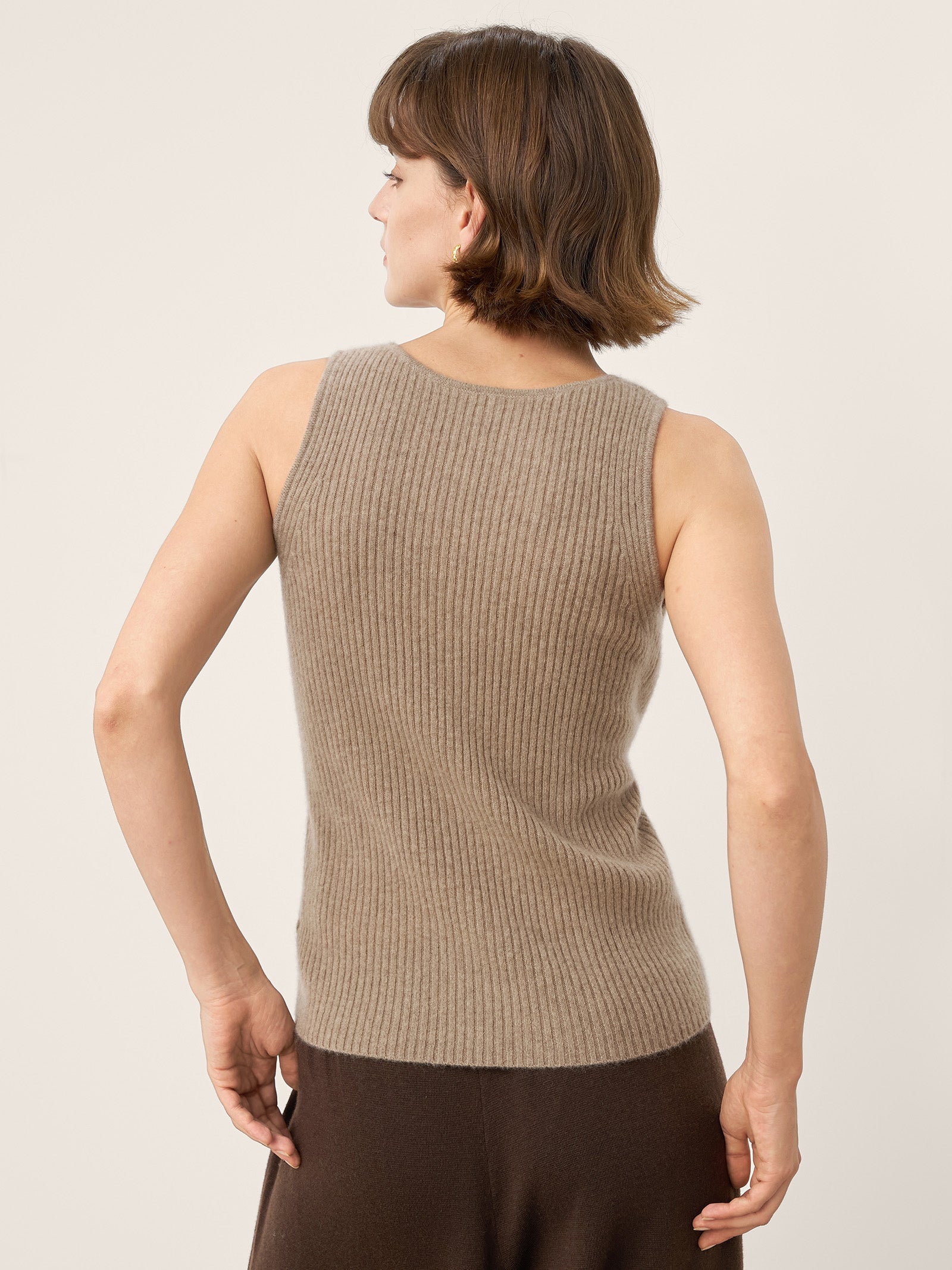 LINTICO 100% Mongolian Cashmere Versatile Crew Neck Tank Top VIVIANA — comparison shot
