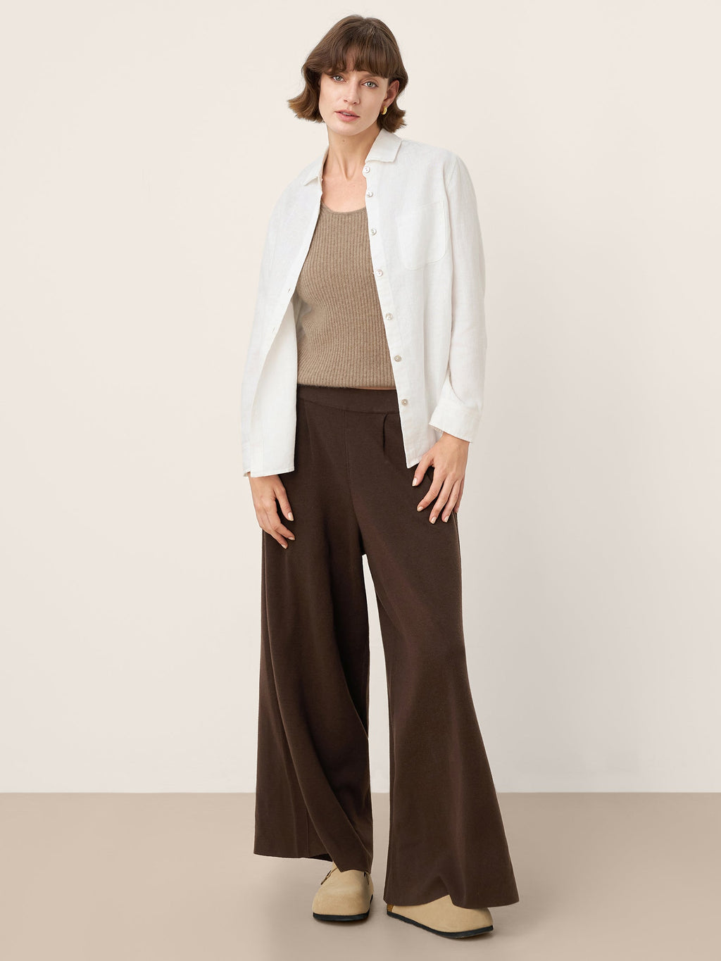 LINTICO 100% Mongolian Cashmere Versatile Crew Neck Tank Top VIVIANA — flat-lay composition