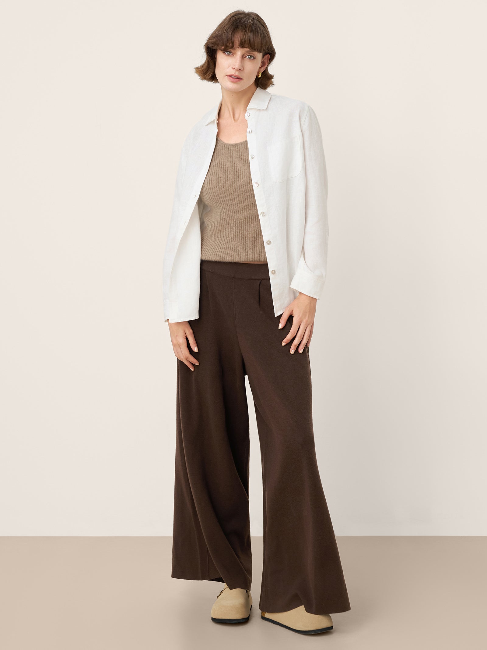 LINTICO 100% Mongolian Cashmere Versatile Crew Neck Tank Top VIVIANA — flat-lay composition