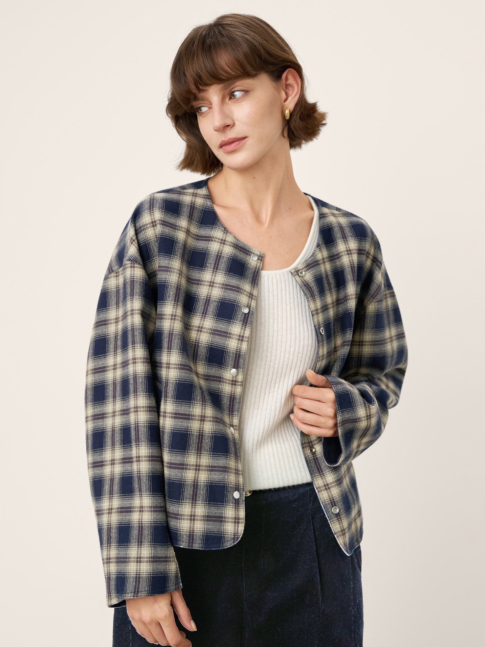 LINTICO 100% Mongolian Cashmere Versatile Crew Neck Tank Top VIVIANA — in-use photo