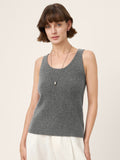LINTICO 100% Mongolian Cashmere Versatile Crew Neck Tank Top VIVIANA — main product shot