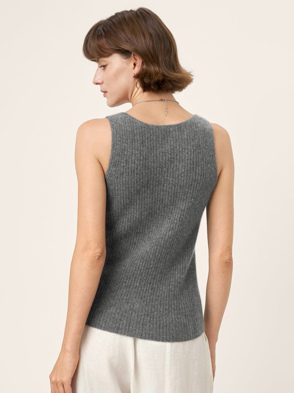 LINTICO 100% Mongolian Cashmere Versatile Crew Neck Tank Top VIVIANA — tops-tanks category context