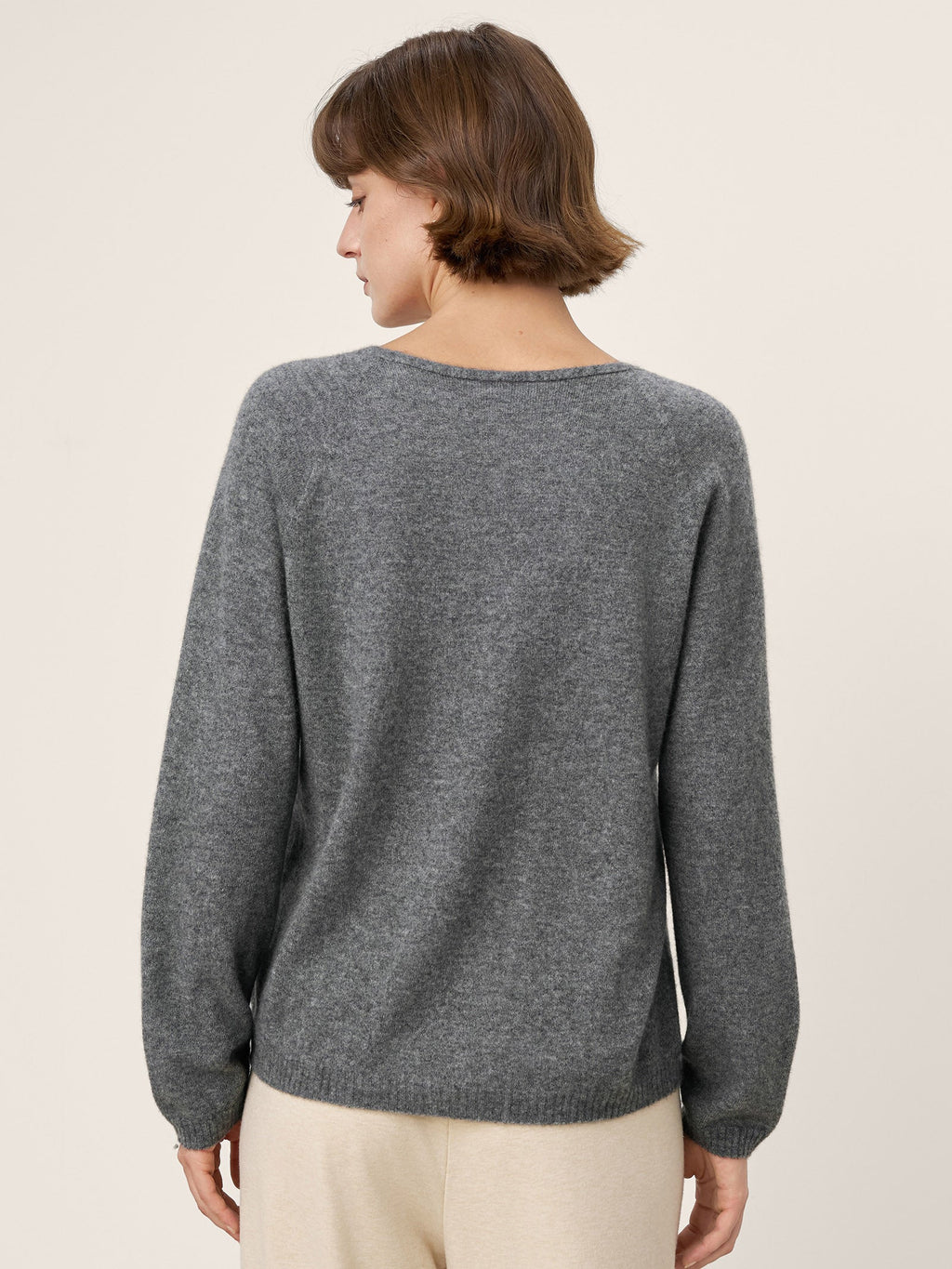 LINTICO Mongolian Cashmere & Mulberry Silk Seamless Ribbed Trim V-Neck Sweater TESSA — knitwear-sweater category context
