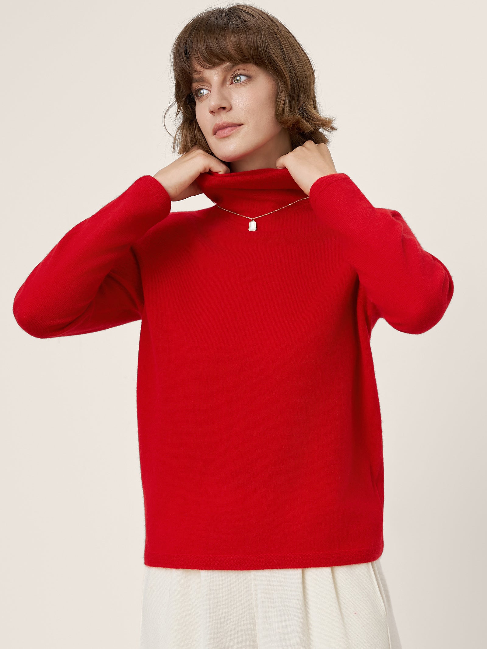 LINTICO Premium Cashmere Blend Hand-Finished Seamless Turtleneck Knit Top TOVE — construction detail