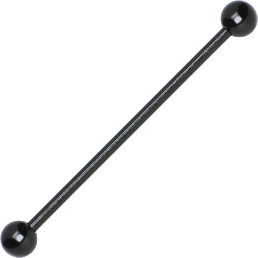 BodyCandy 14G Black Plated Titanium Industrial Barbell Earring — side view