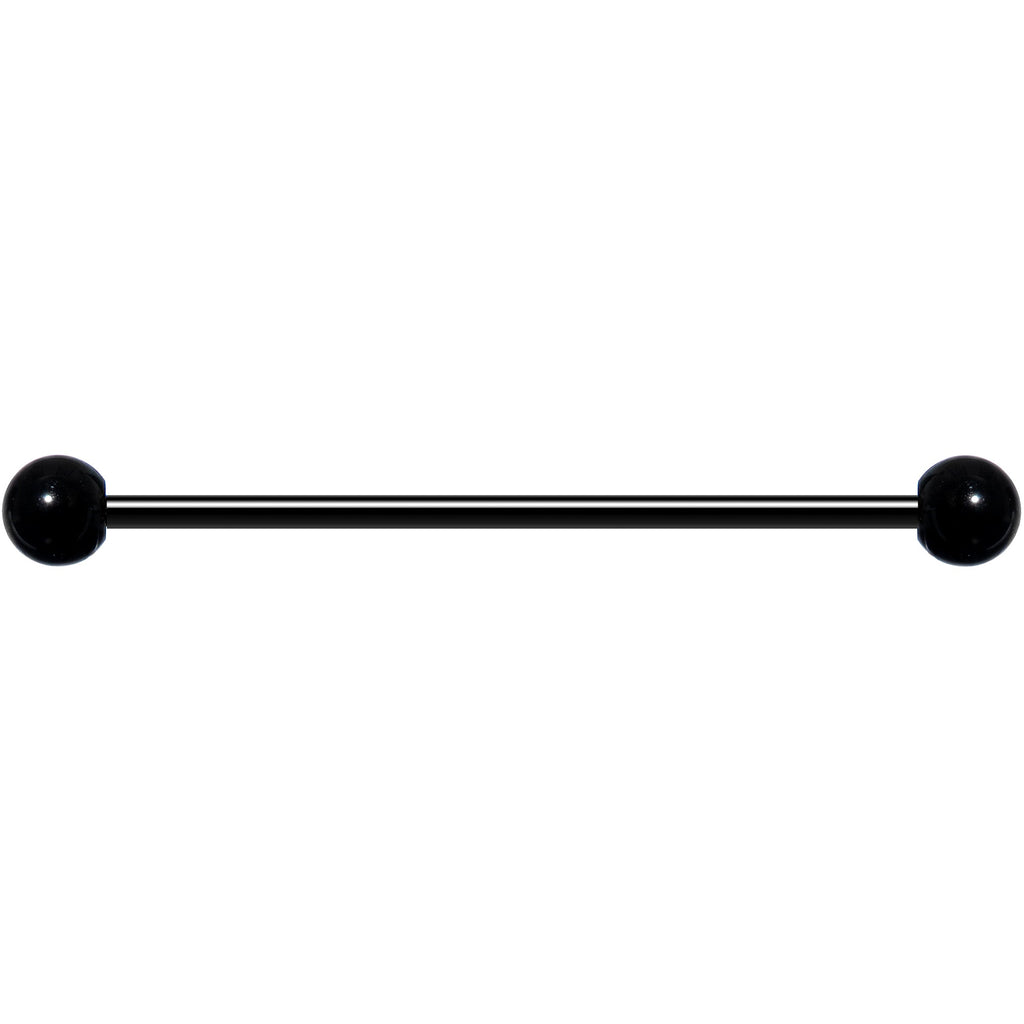 BodyCandy 14G Black Plated Titanium Industrial Barbell Earring — detail close-up