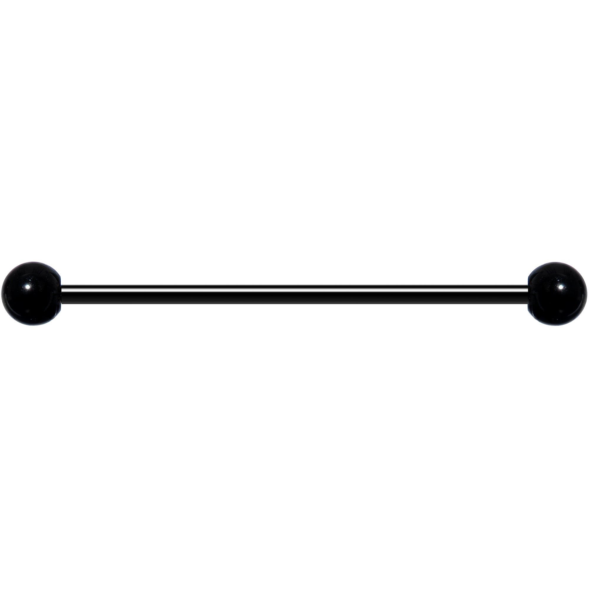 BodyCandy 14G Black Plated Titanium Industrial Barbell Earring — detail close-up