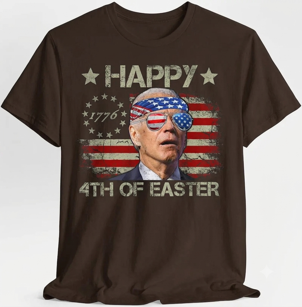 250th Anniversary Funny Joe Biden 4th of July T-Shirt – Happy 4th Of Easter Retro US Flag Unisex Graphic Tee