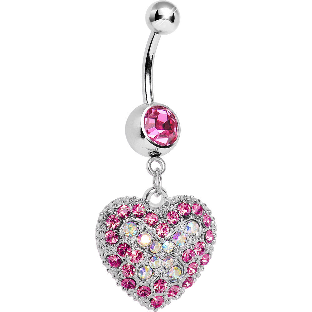 BodyCandy Love's Ascent Pink Butterfly Heart Dangle Belly Ring — main product shot