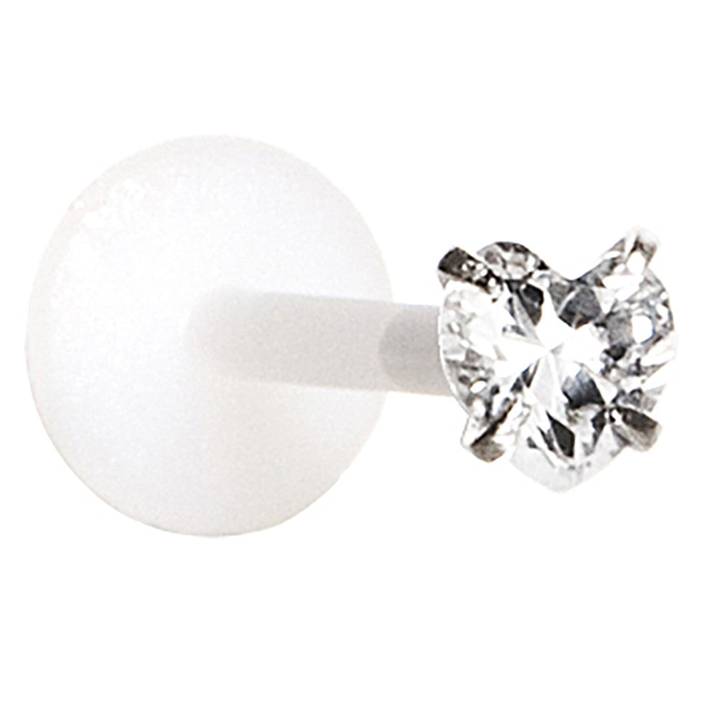 BodyCandy 16 G 3/8 Clear 3mm CZ Heart Labret Monroe — main product shot