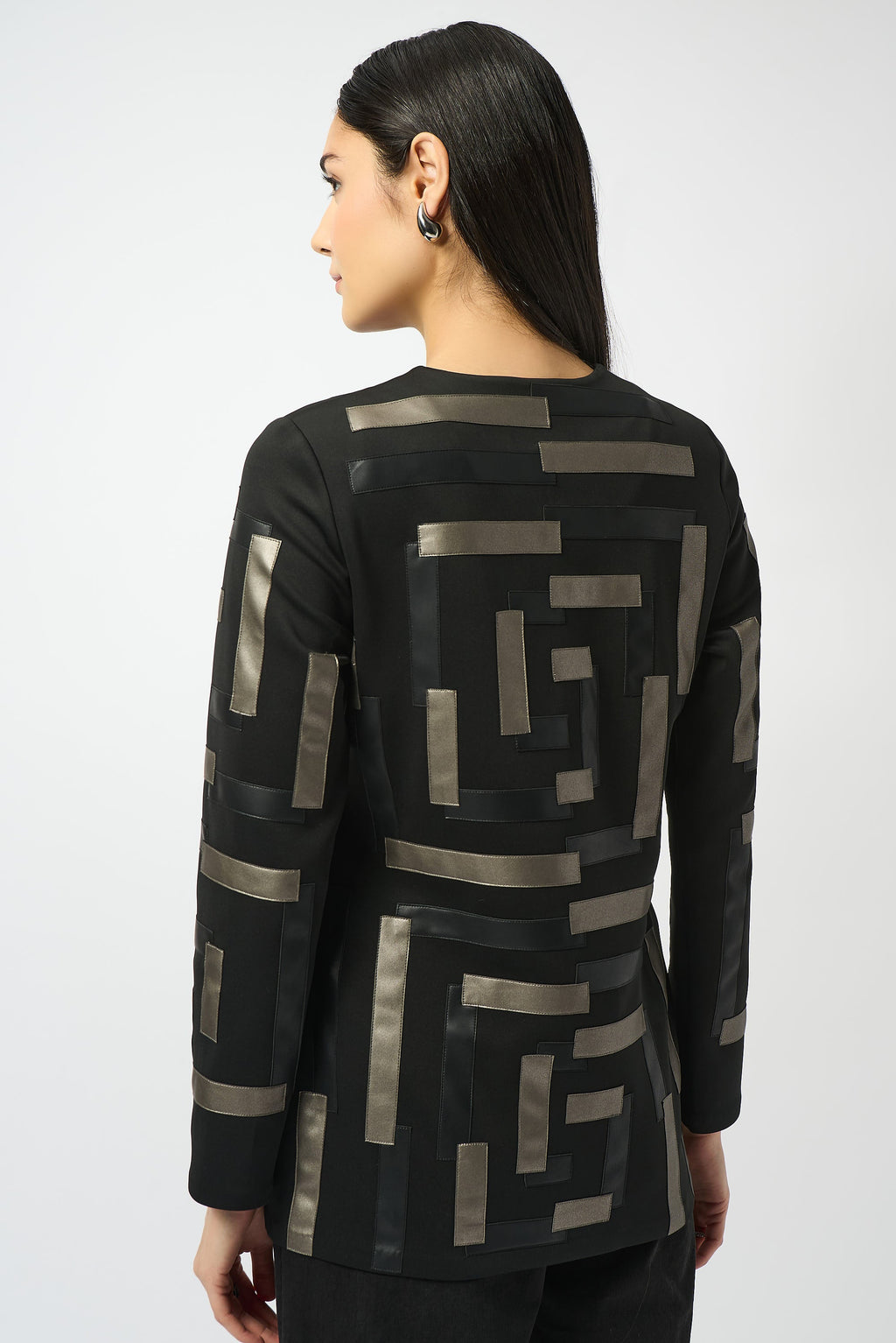 KADOU BOUTIQUE Scuba & Leatherette Collarless Jacket - 253929 — lifestyle context