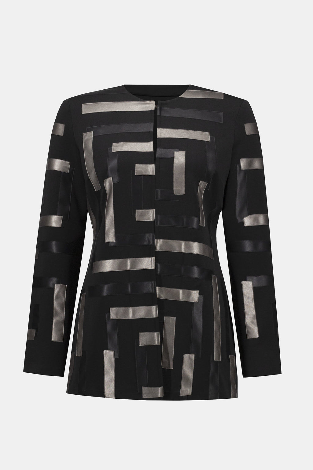 KADOU BOUTIQUE Scuba & Leatherette Collarless Jacket - 253929 — side view