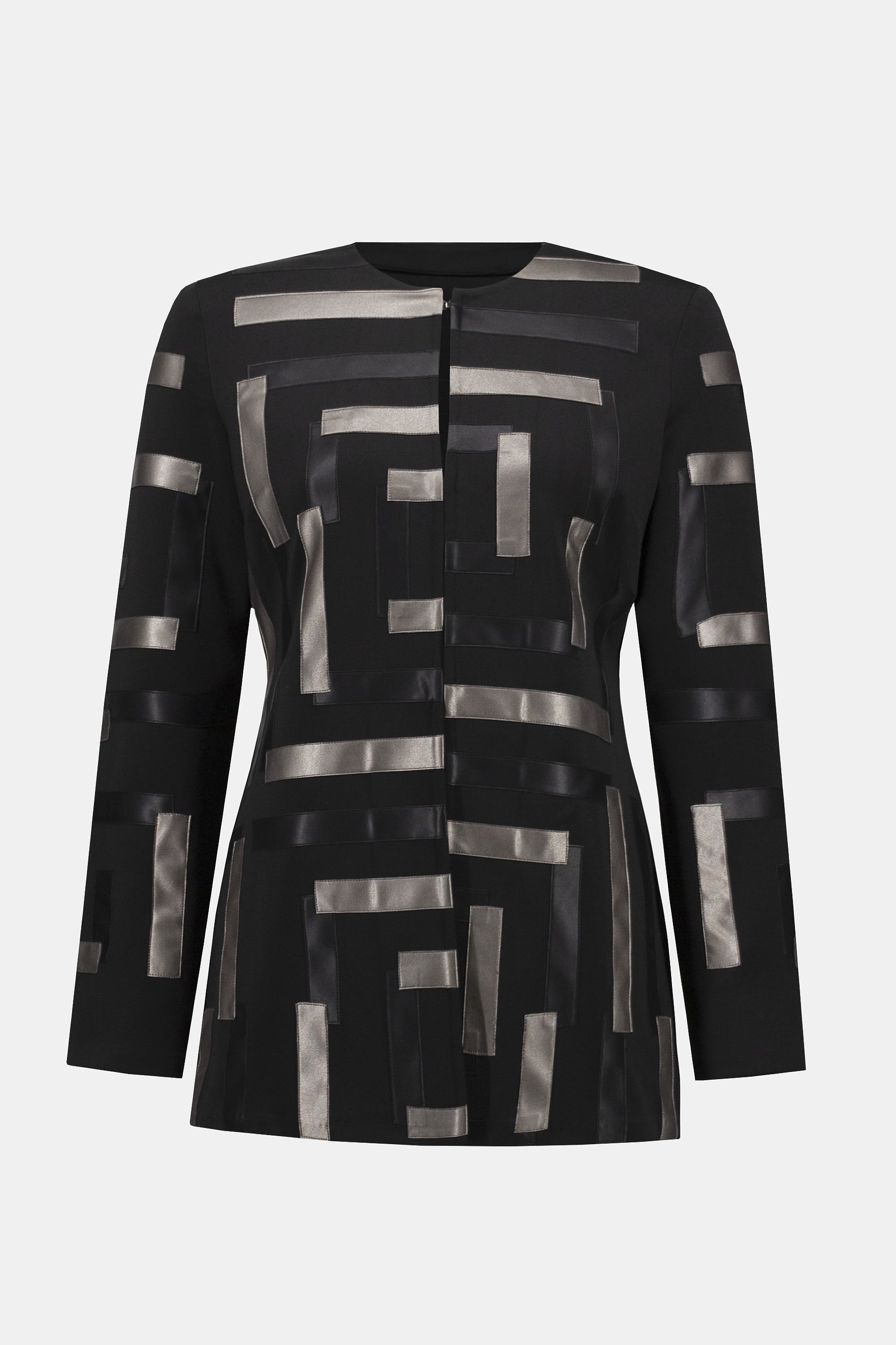 KADOU BOUTIQUE Scuba & Leatherette Collarless Jacket - 253929 — side view